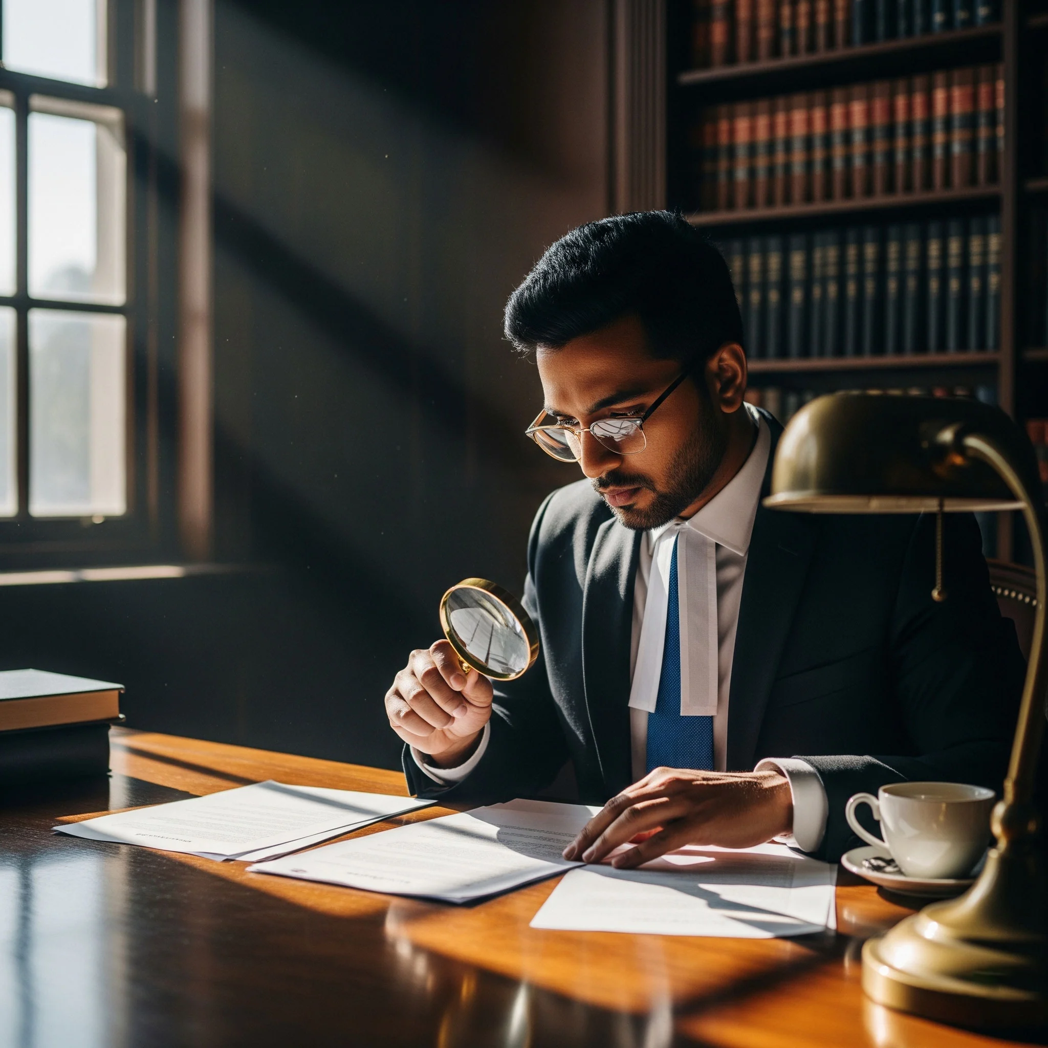 LDA investigator reviewing documents